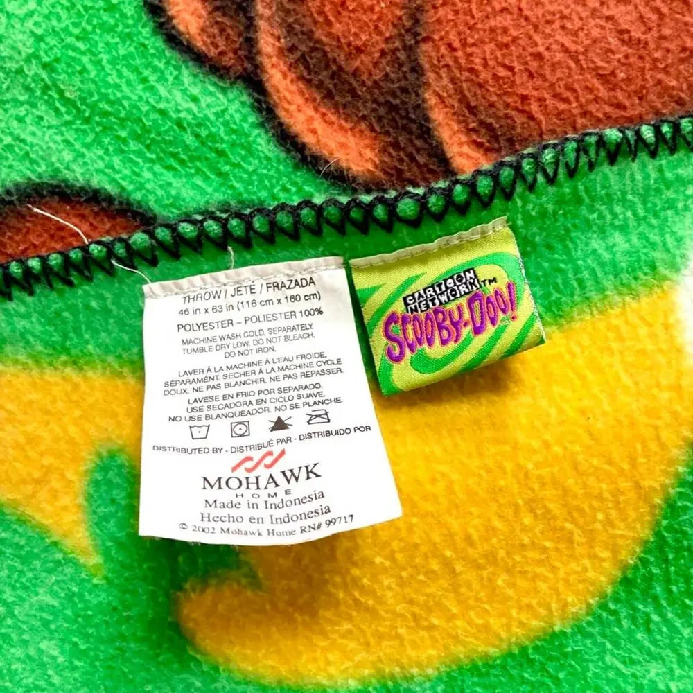 Vintage Y2K Cartoon Network Scooby Doo Fleece Blanket Throw Green 43”x60”
